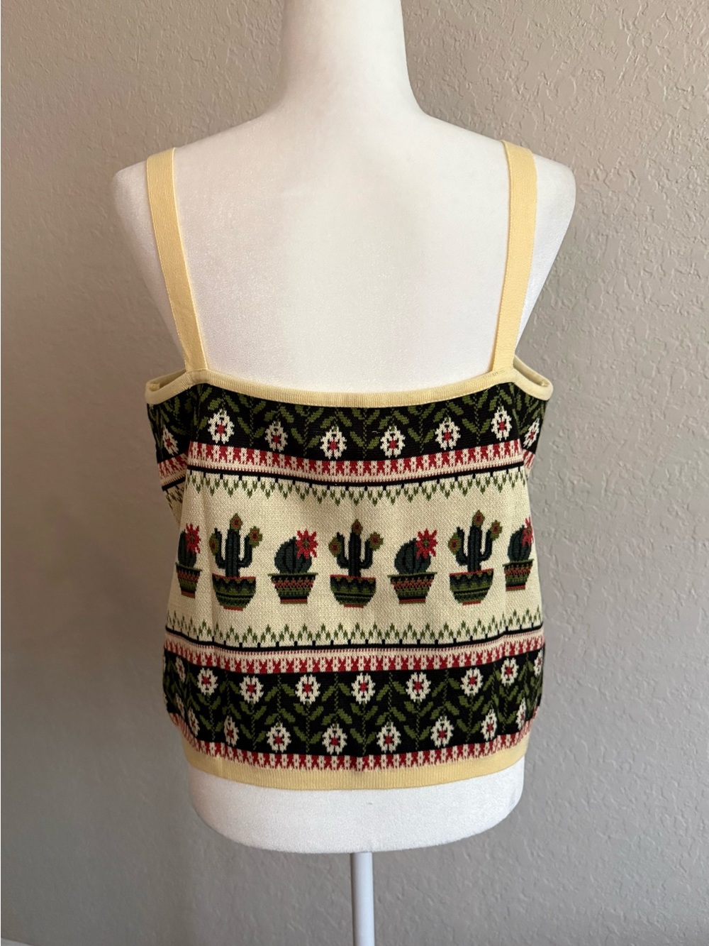 Pilcro Anthropologie Cactus Fair Isle Knit Cropped Tank Top Size XL NWT $68 - Picture 10 of 11